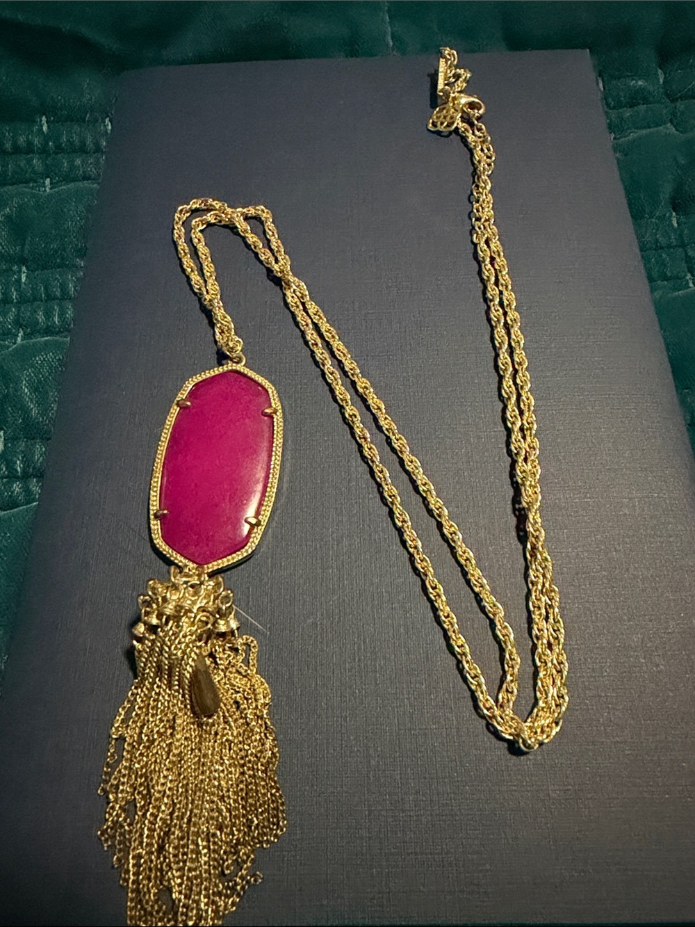 Kendra Scott Gold Tassel Pendant Necklace with Purple Stone